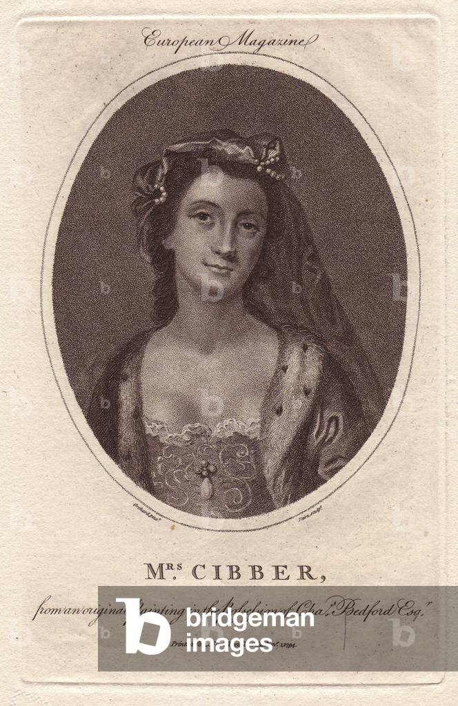 Mrs. Susannah Maria Cibber (1714-1766), English actress and singer, wife to the actor and writer Theophilus Cibber.