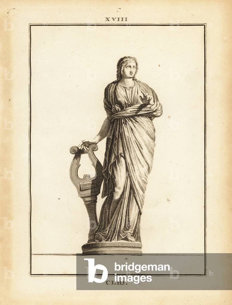 Statue of Clio, Greek muse of history and lyre playing, with lyre