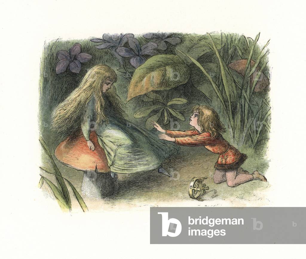 Elf Prince rejected by a fairy on a toadstool (lithograph)