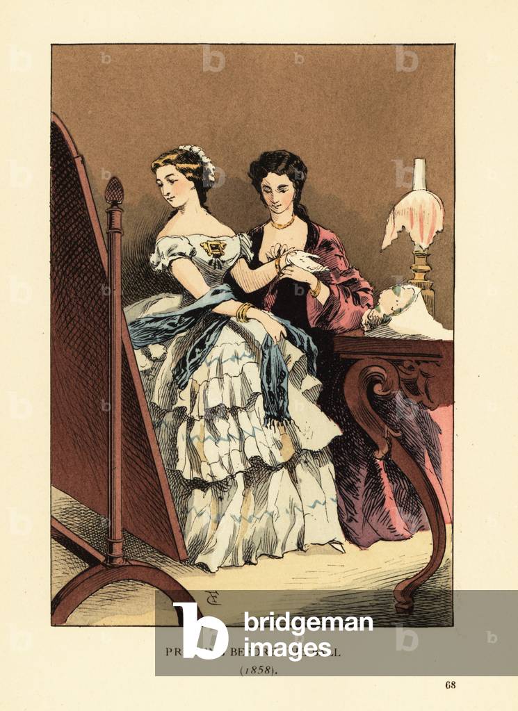 Prinking before the ball in 1858, 1898 (litho)