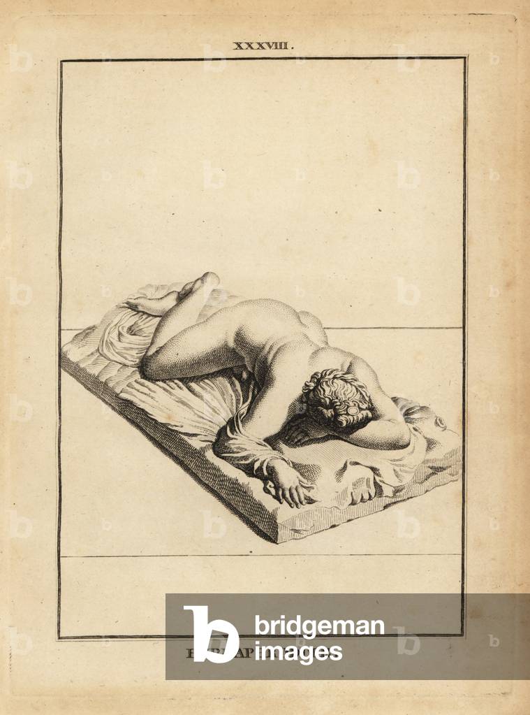 Statue of Hermaphroditus, Greek god of unions, androgyny, marriage, sexuality,  prone on a bed