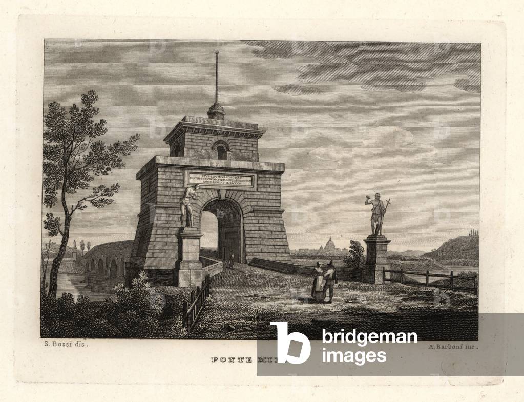 View of the Milvian (or Mulvian) Bridge, Ponte Milvio, Rome