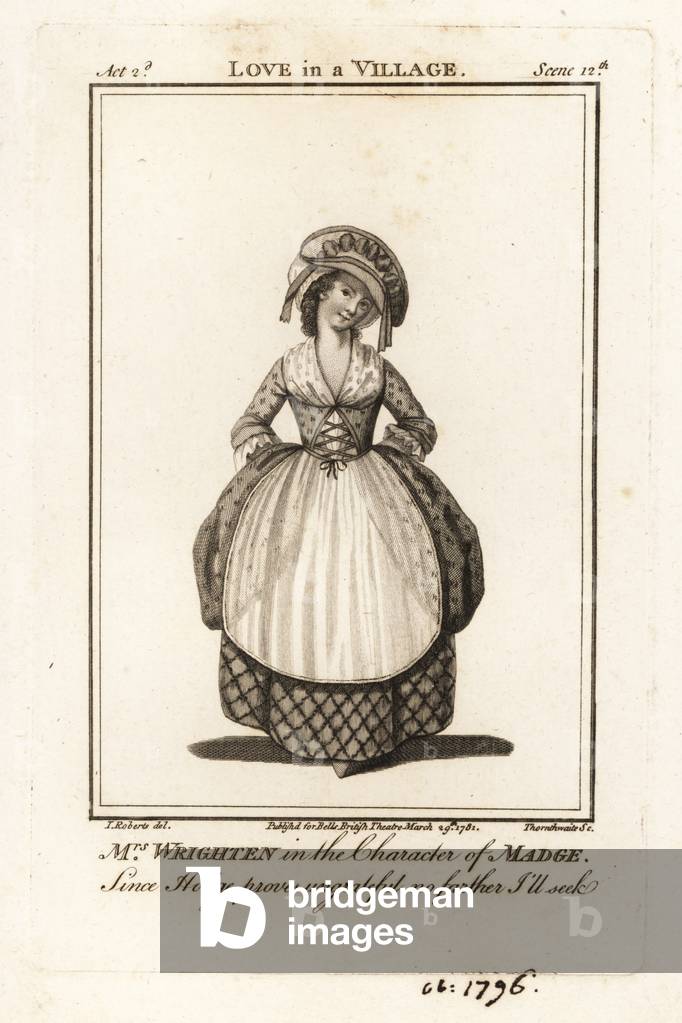 Mrs Mary Ann Wrighten in the character of Madge or Margery in Isaac Bickerstaffs Love in a Village, Drury Lane Theatre, 1775