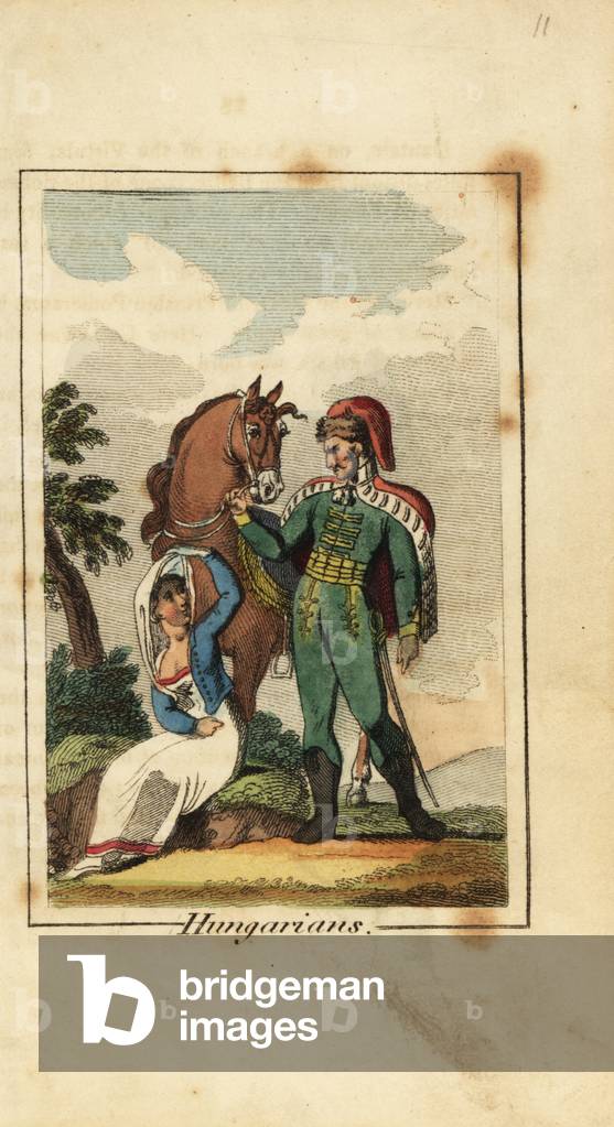 Hungarian Hussar with woman wearing a veil, 1818