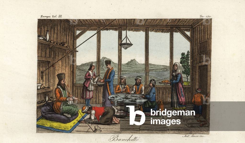 The banquet held for Dodwell by the Bishop of Salona in Crisso, Greece