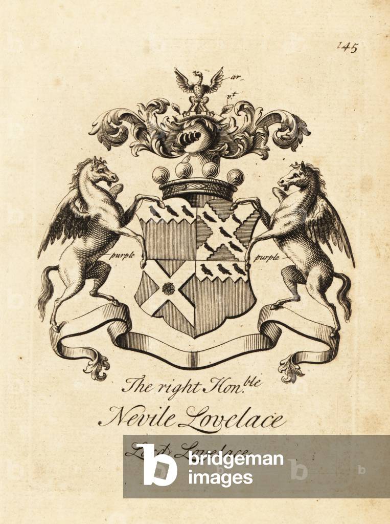 Coat of arms of the Right Honourable Nevile Lovelace, Lord Lovelace, 6th Baron Lovelace, 1708–1736