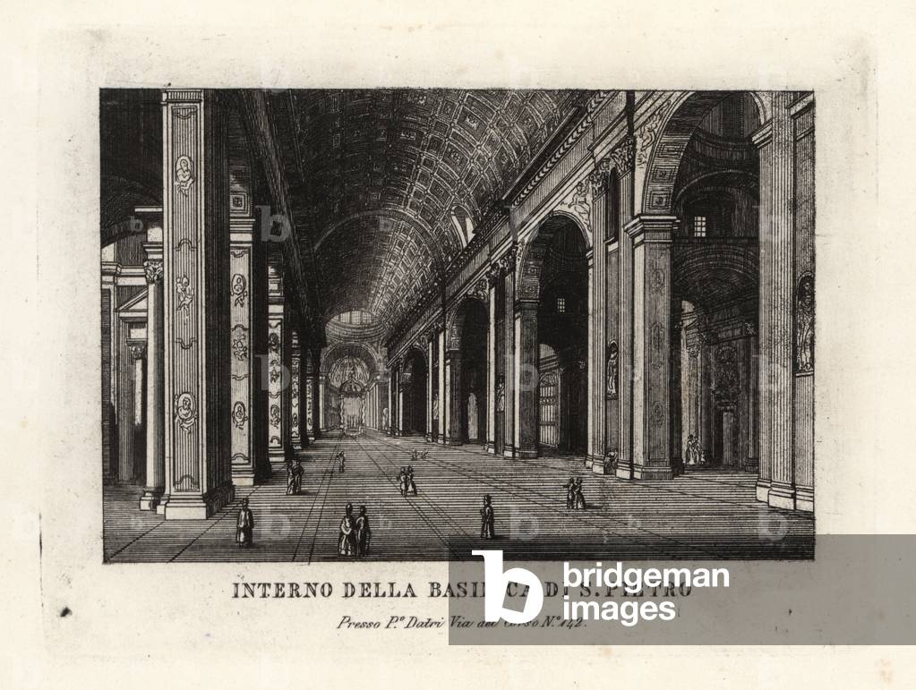 View of the interior of St. Peter's Basilica, Basilica Sancti Petri, Rome