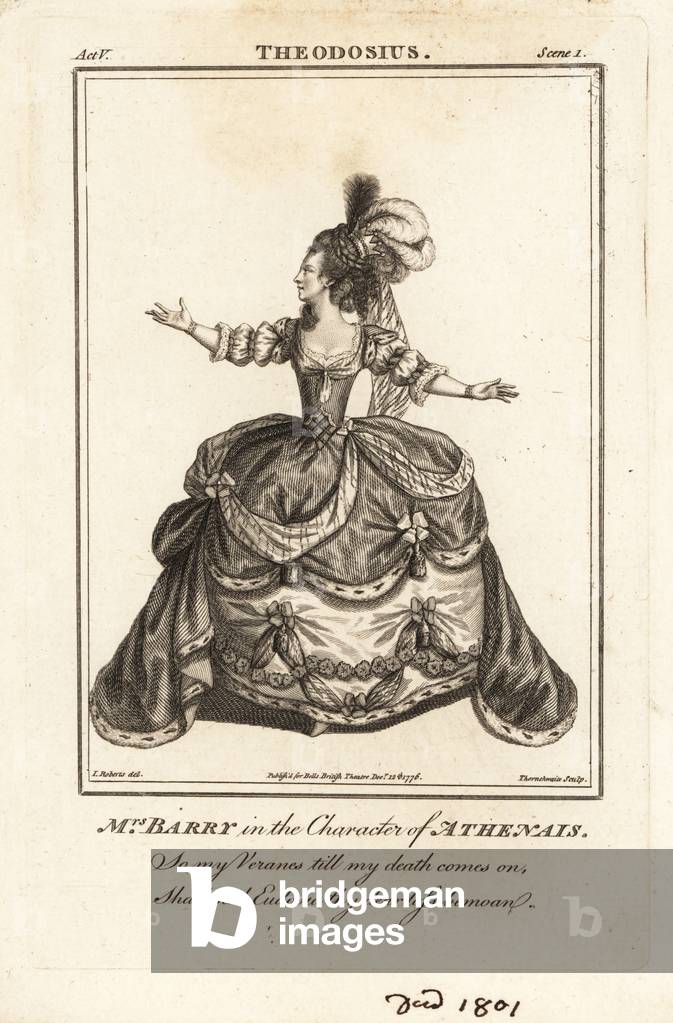 Mrs Ann Barry in the character of Athenais in Nathaniel Lees Theodosius, Kings Theatre, 1766