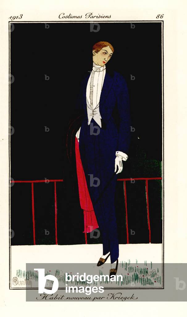 Man in new blue suit, pearl vest and white shirt, 1913 (stencil)