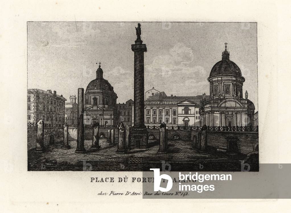 View of the Piazza of Trajan's Forum with Trajan's Column, Place du Forum Trajano, Rome