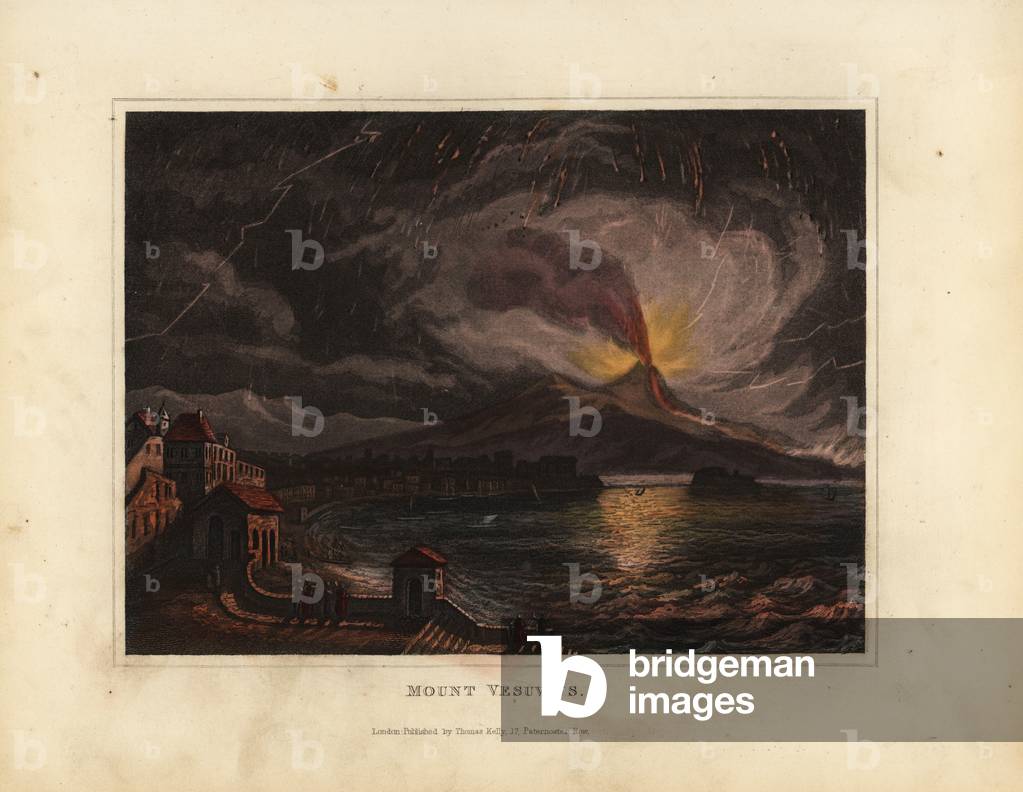 Mount Vesuvius erupting 19th century (engraving)