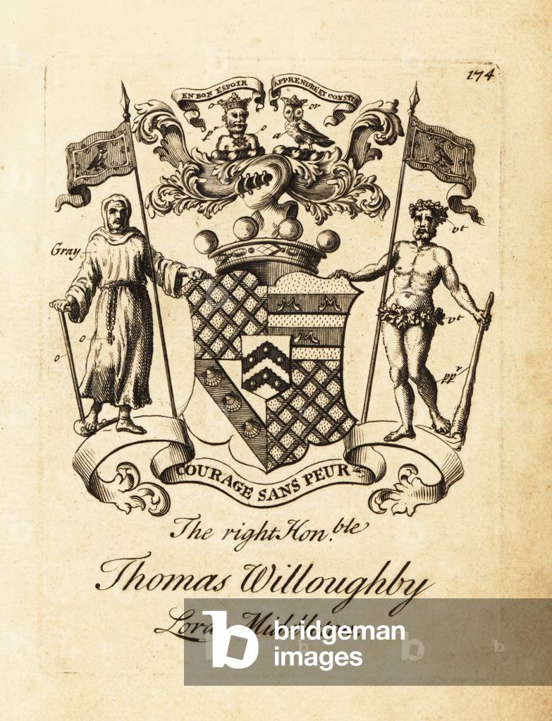 Coat of arms of the Right Honourable Thomas Willoughby, Lord Middleton, 1st Baron Middleton, 1672-1729