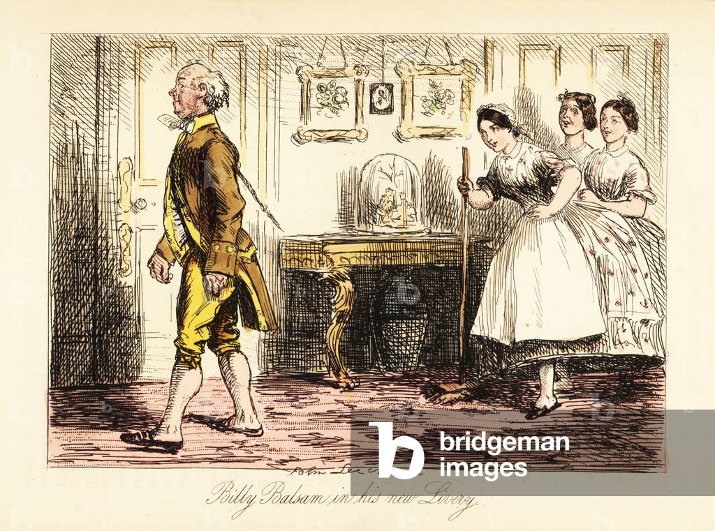 The maids laughing at a gardener dressed up in new footman’s livery, 19th century