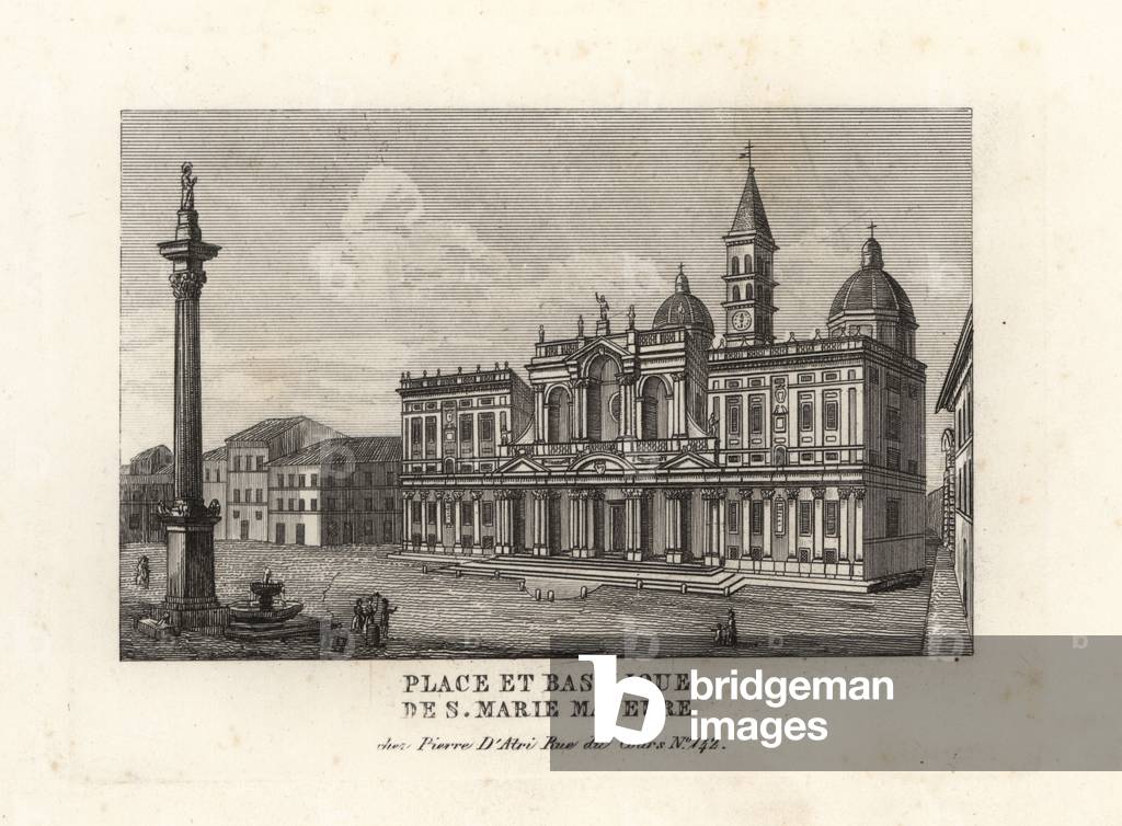 View of the Piazza e Basilica di Santa Maria Maggiore, Square and Church of Saint Mary Major with its Marian column, Rome