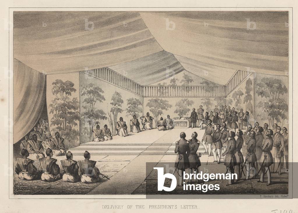 Delivery of the President's Letter, 1855 (colour litho)