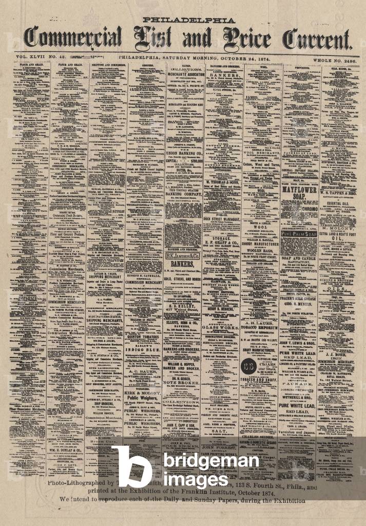 Philadelphia Commercial List and Price Current, 1874 (litho)