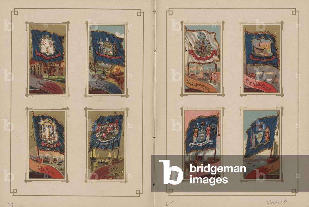 Flags of All Nations and the United States of America - Pages 27 & 28, 1887 (colour litho)
