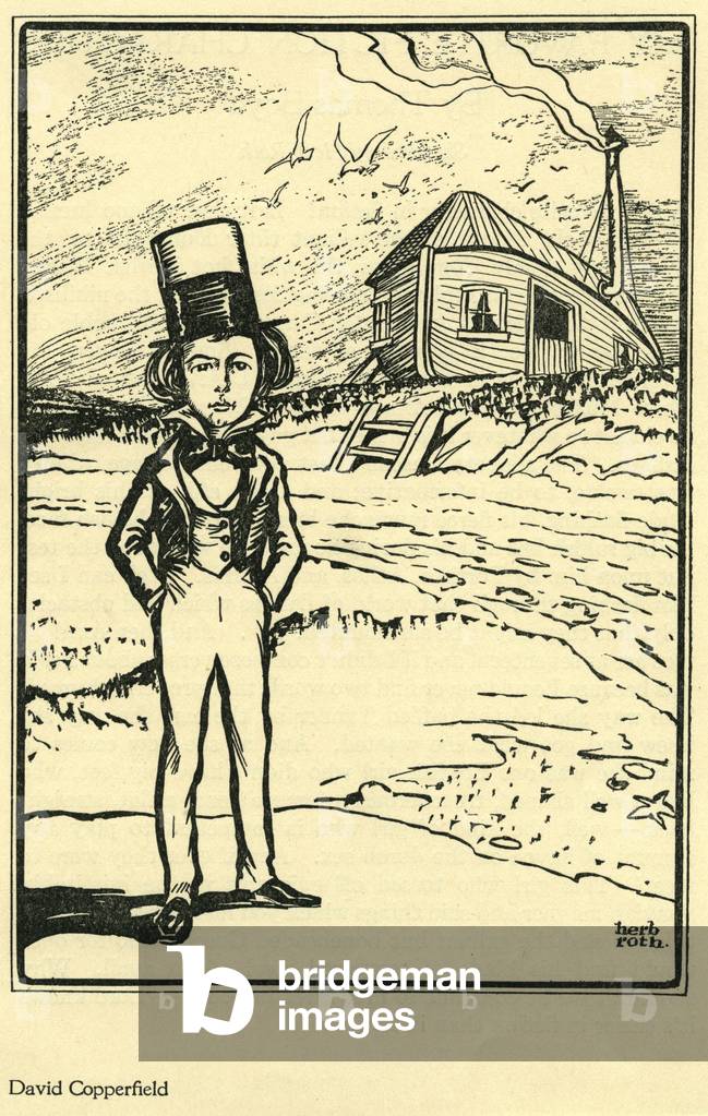 David Copperfield, from My Favorite Fiction Character by Thomas Boyd, in The Bookman, 1926 (woodcut)