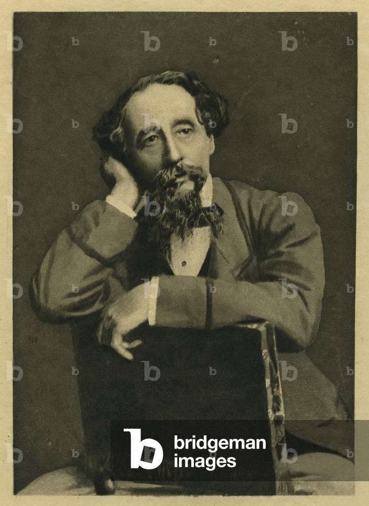 Charles Dickens, portrait after photograph by Herbert Watkins (b.1828) (mezzotint)