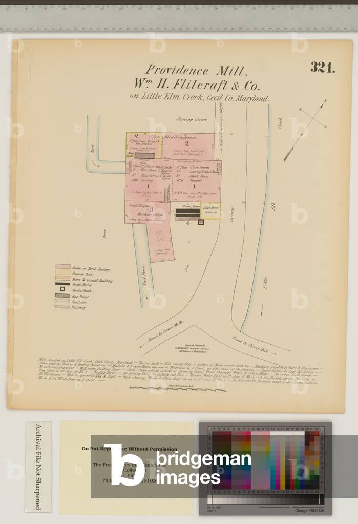 Providence Mill, Little Elk Creek, Maryland, Hexamer General Surveys (colour litho)