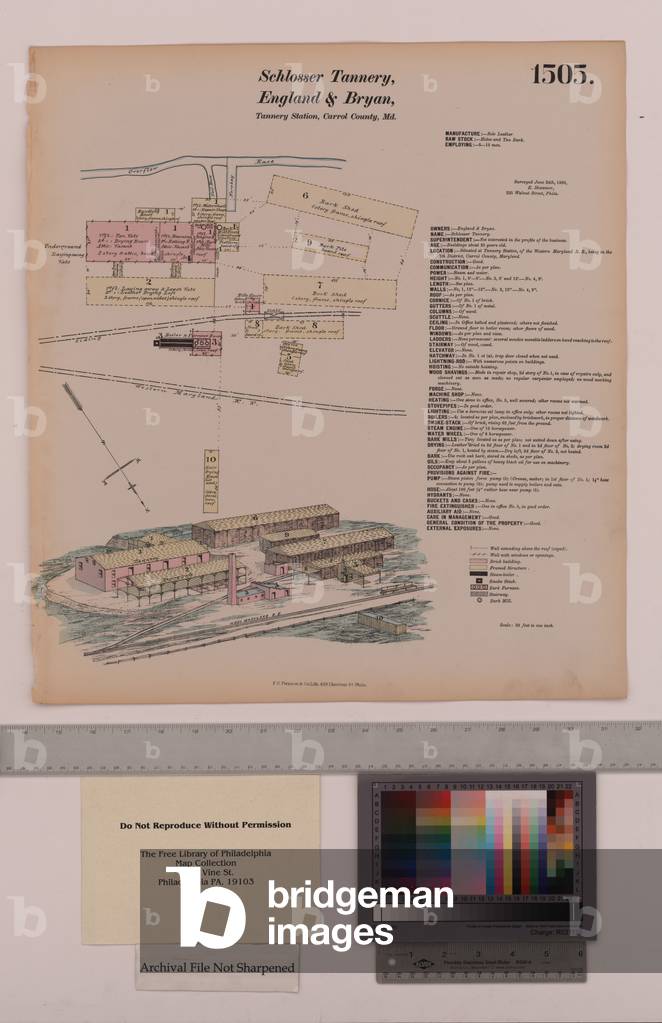 Schlosser Tannery, England and Bryan Tannery Station, Maryland, Hexamer General Surveys, 1880 (colour litho)