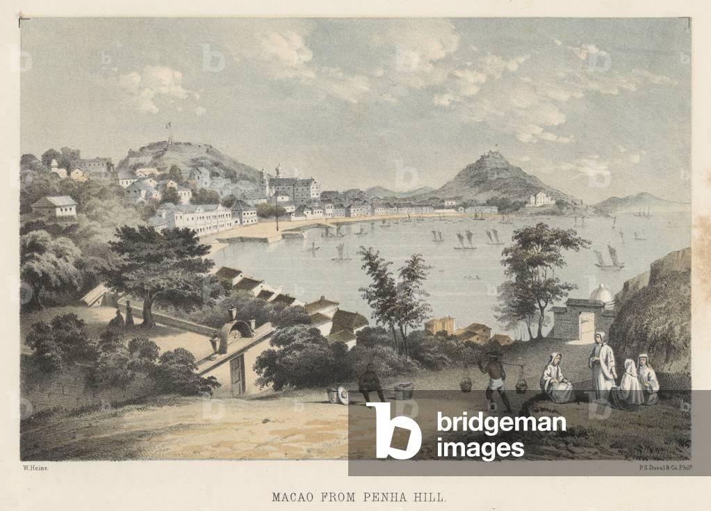Macao from Penha Hill, 1855 (colour litho)