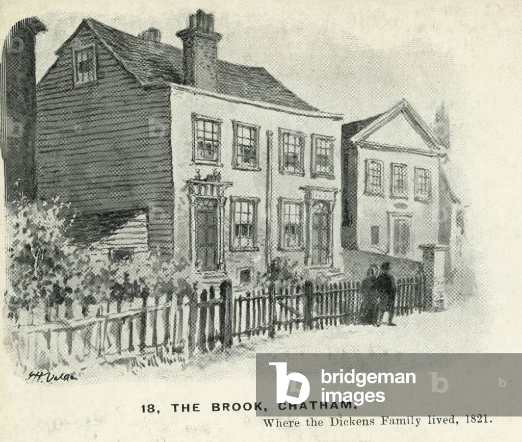 Dickens' Family Home at Chatham, Postcard (litho)