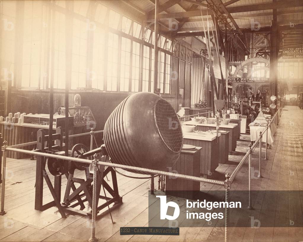 Stephen F. Whitman & Sons' exhibit in the Machinery Hall of the Centennial Exposition, Philadelphia, 1876 (b/w photo)