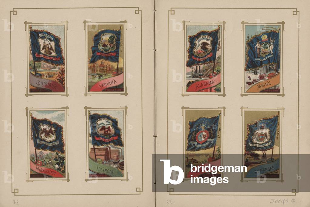 Flags of All Nations and the United States of America - Pages 31 & 32, 1887 (colour litho)