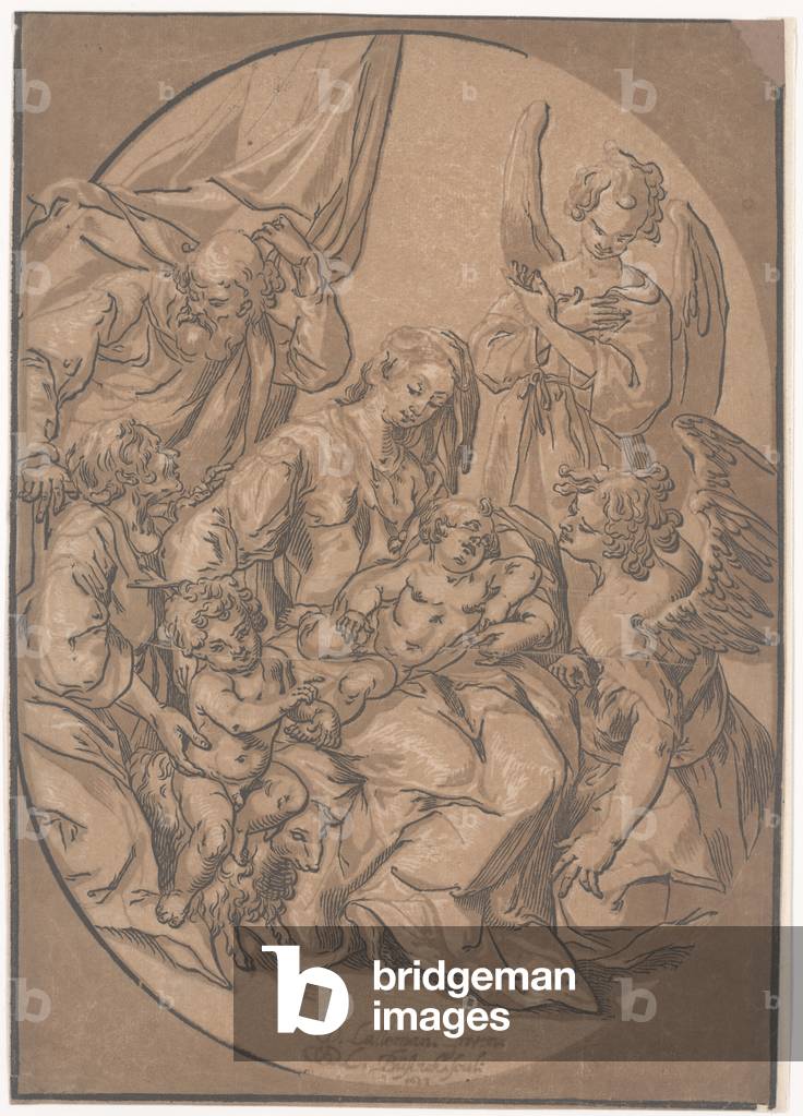 The Holy Family with the Infant St. John, in an Oval, c.1623 (woodcut)