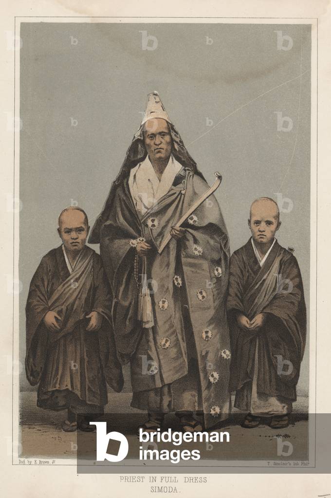 Priest in Full Dress, Simoda, 1855 (colour litho)