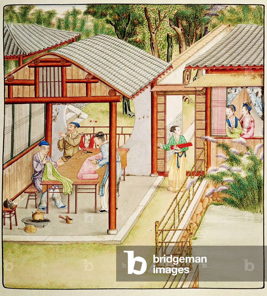 Chinese dressmaker's shop (colour litho)