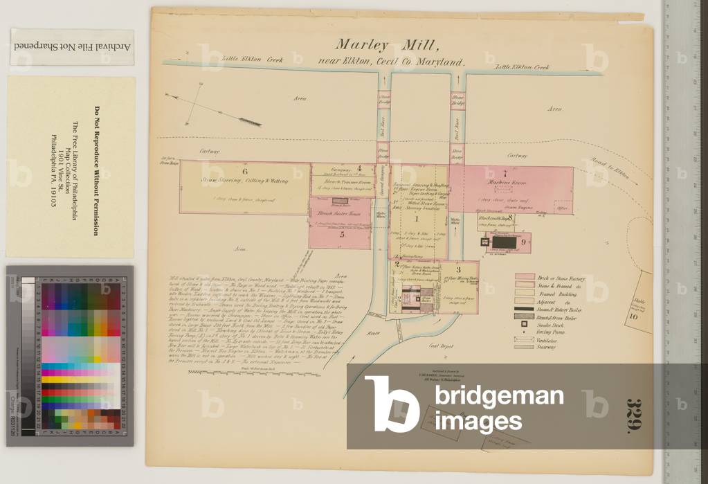 Marley Mill, Little Elkton Creek, Maryland, Hexamer General Surveys, 1867 (colour litho)