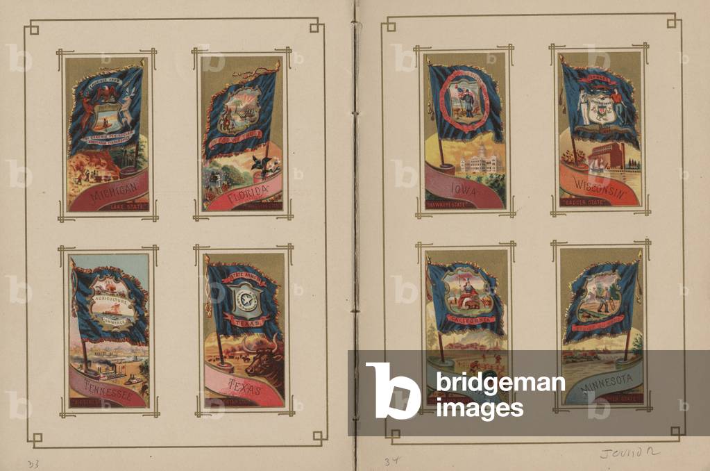 Flags of all Nations and the United States of America - Pages 33 & 34, 1887 (colour litho)