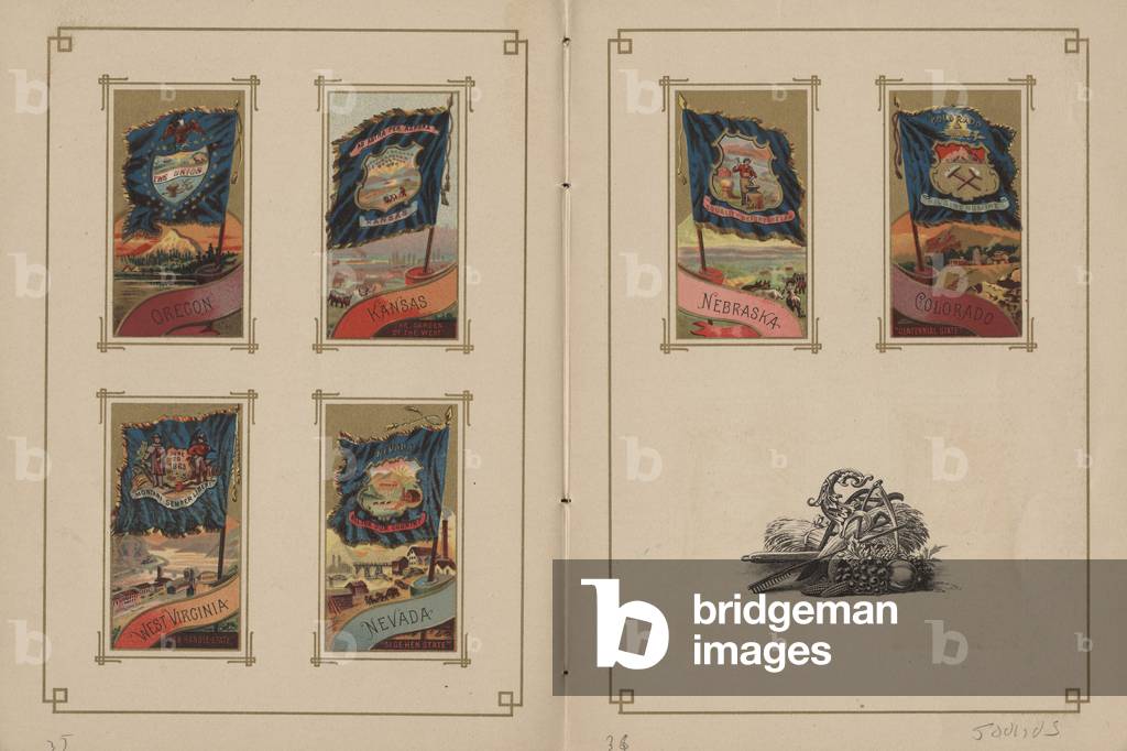 Flags of all Nations and the United States of America - Pages 35 & 36, 1887 (colour litho)