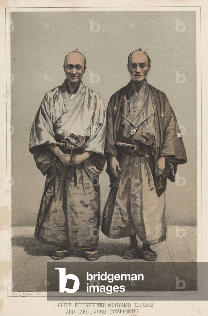 Chief Interpreter Mryamo Yenoski and Tako-Juro, Interpreter, 1855 (colour litho)