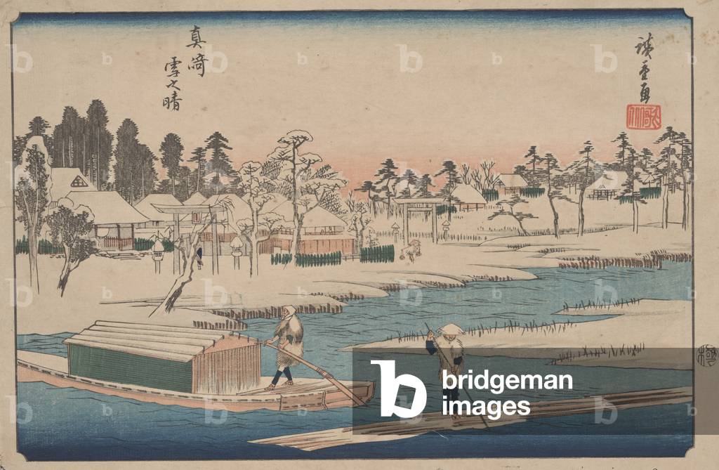 After 'Clearing Weather after Snowfall at Masaki' (woodcut)