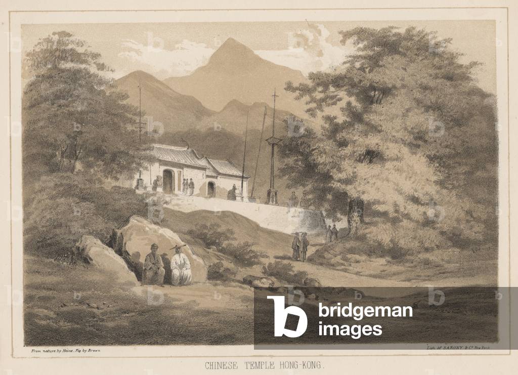 Chinese Temple, Hong Kong, 1855 (litho)