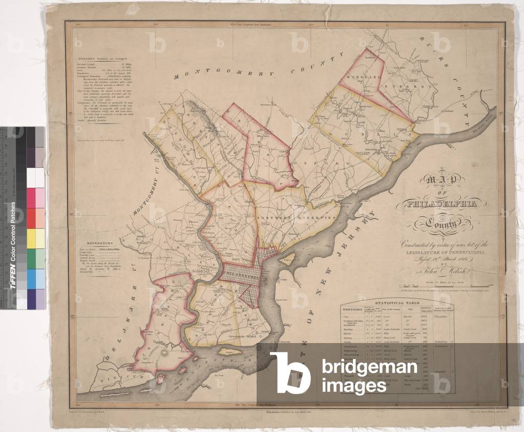 Map of Philadelphia County, 1819 (colour litho)