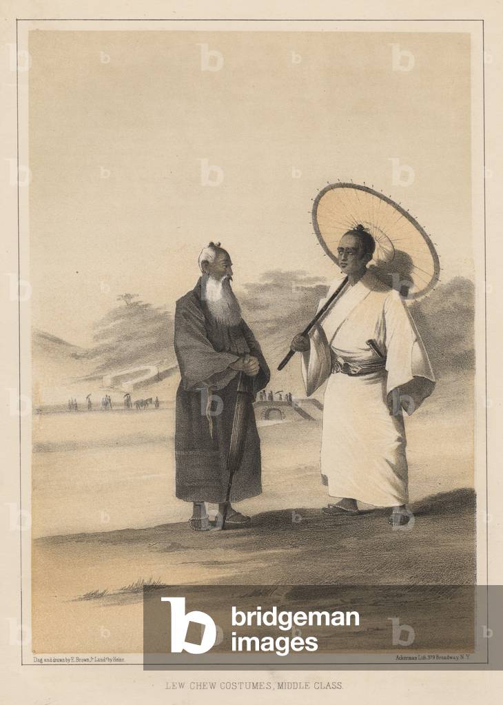Lew Chew Costumes, Middle Class, 1855 (colour litho)