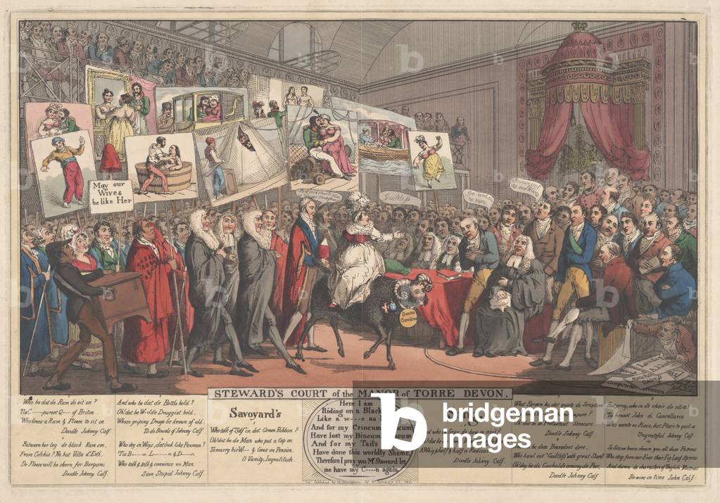 Steward's Court of the Manor of Torre Devon Queen Caroline, 1820 (coloured engraving)