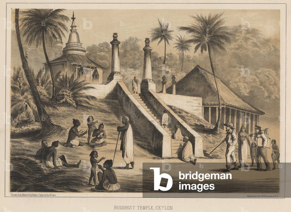 Buddhist Temple, Ceylon, 1855 (litho)