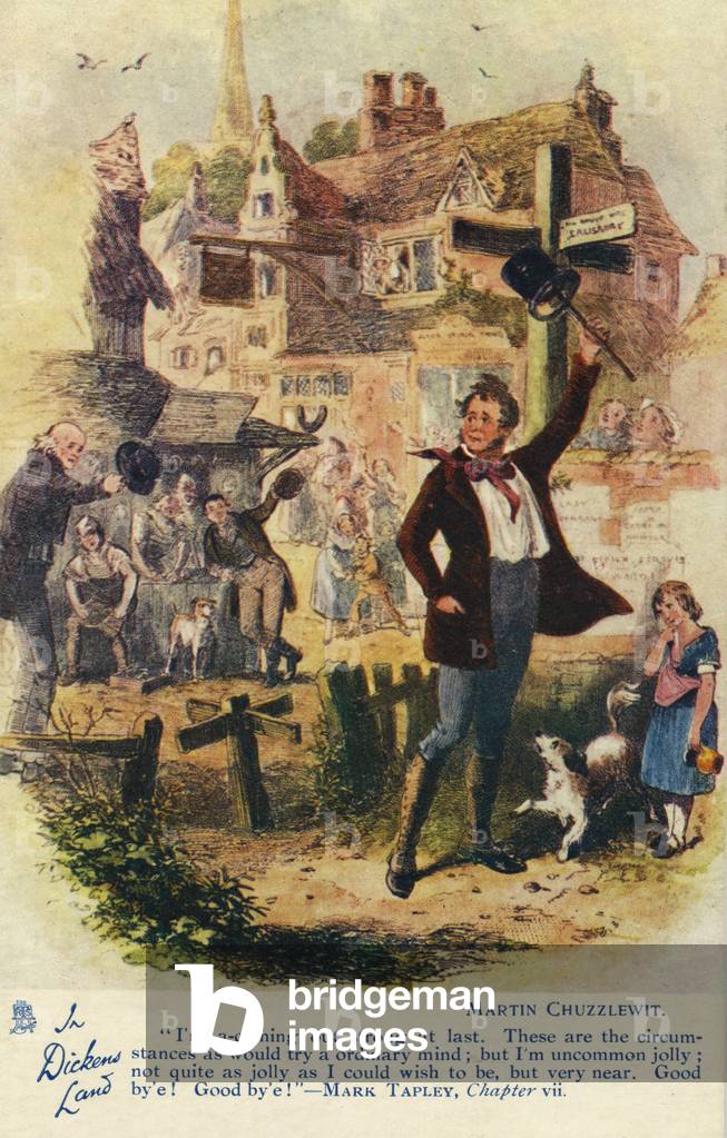 In Dickens Land - Martin Chuzzlewit Postcard, c.1907 (colour litho)
