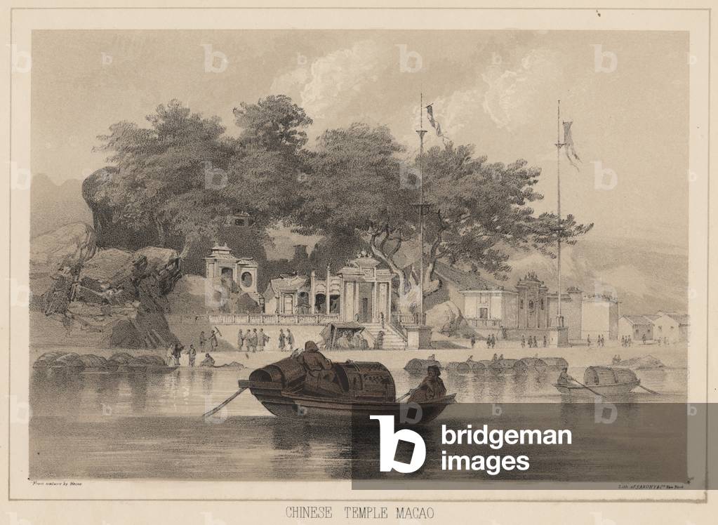 Chinese Temple, Macao, 1855 (colour litho)