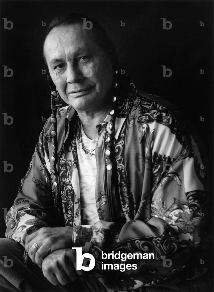 Russell Means, San Francisco, 1996 (b/w photo)