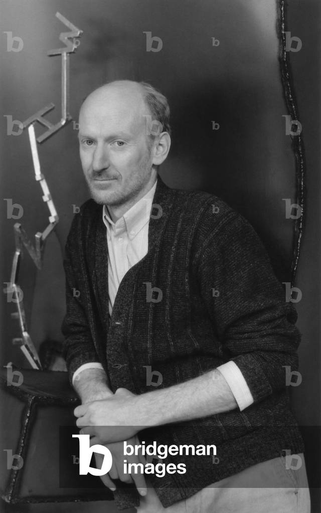 Bill Woodrow, London, England, 1989 (b/w photo)