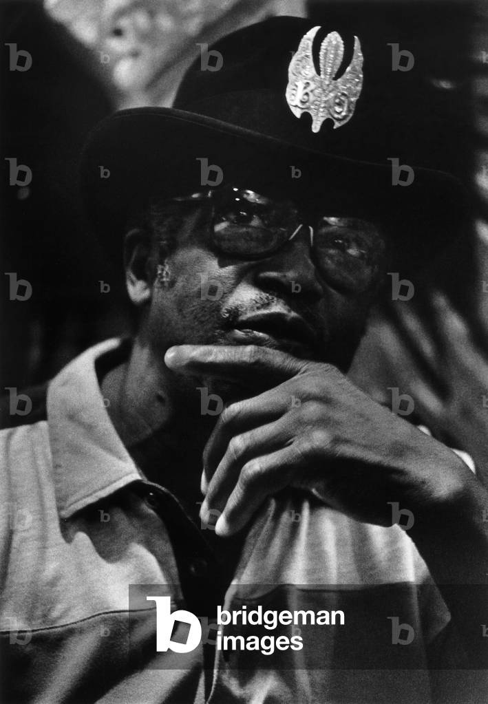 Bo Diddley, New Orleans, 1994 (b/w photo)