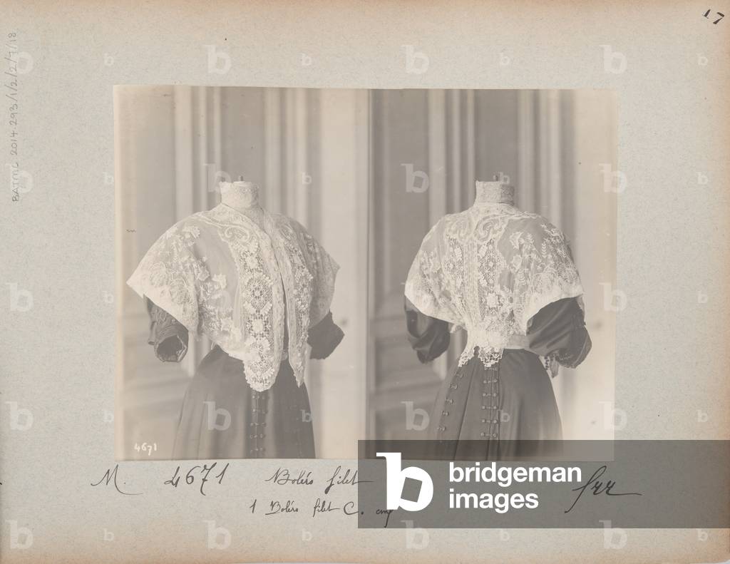 Album Page: House of Worth, Bolero, 1906-08 (b/w photo)