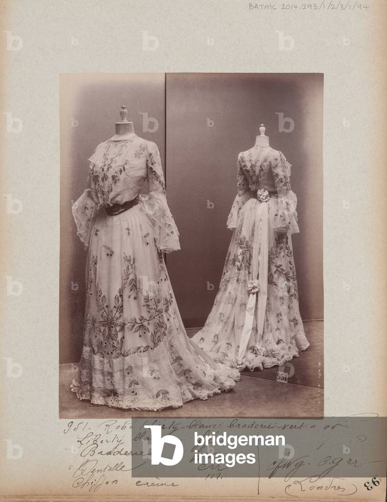 Album Page: House of Worth, Evening Dress, 1902-03 (b/w photo)