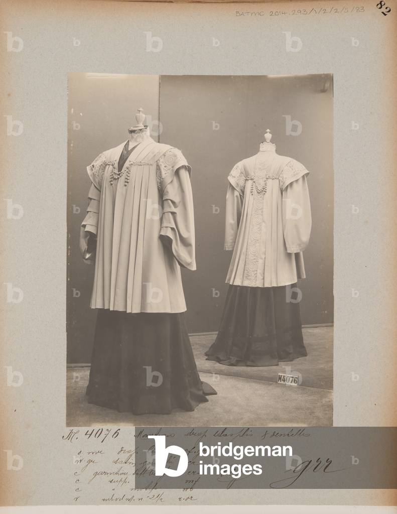 Album Page: House of Worth, Coat, 1904-06 (b/w photo)